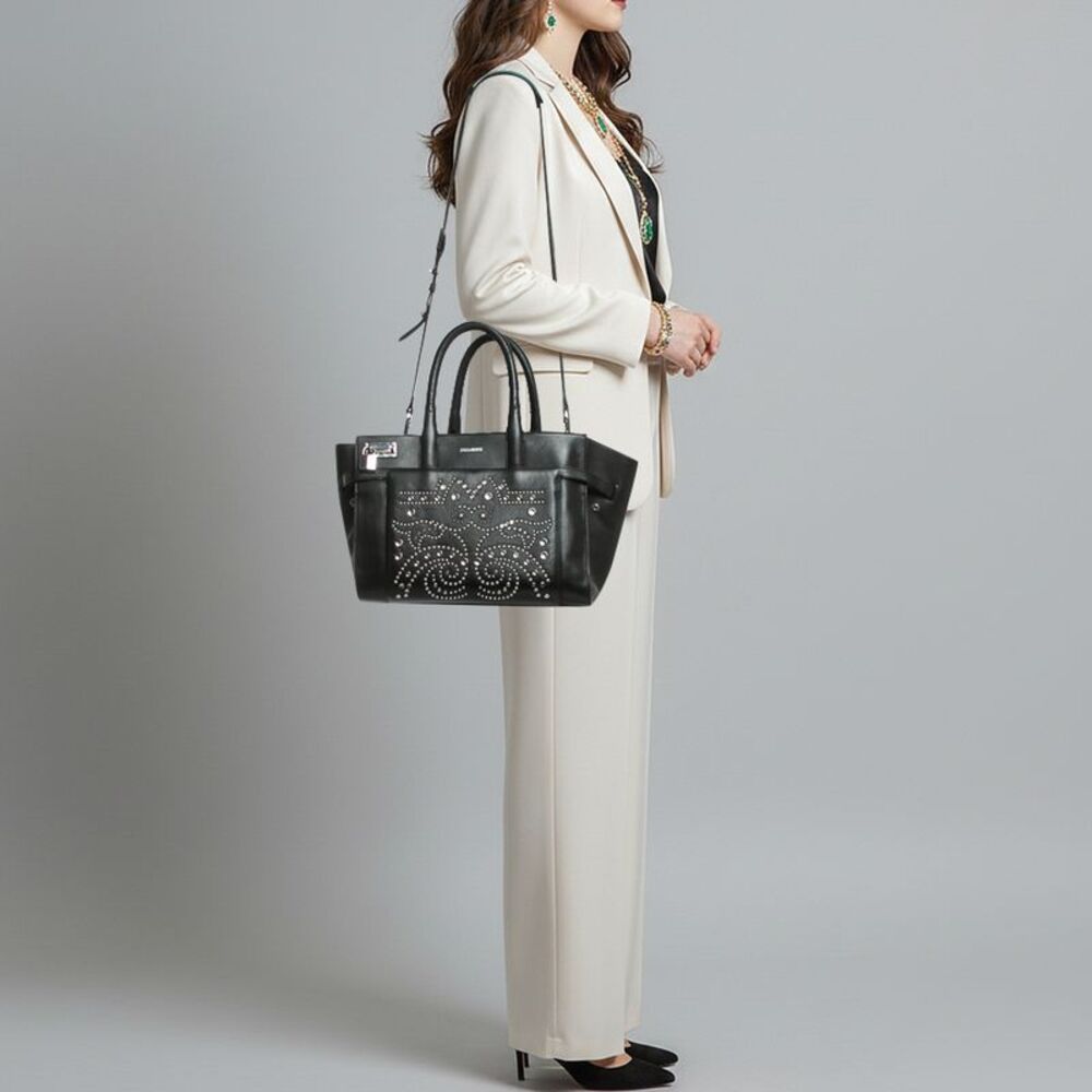 Zadig & Voltaire Candide Embellished Medium Black Leather Tote - Picture 2 of 7